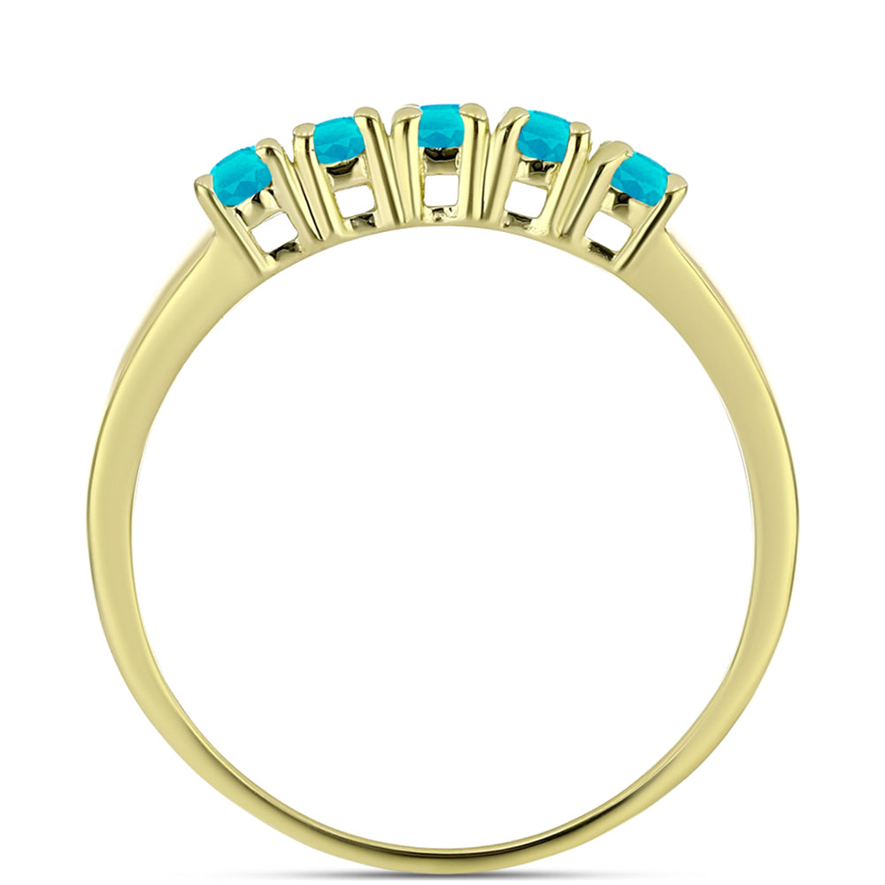 Anillo de Plata Bañada en Oro con Jade Azul