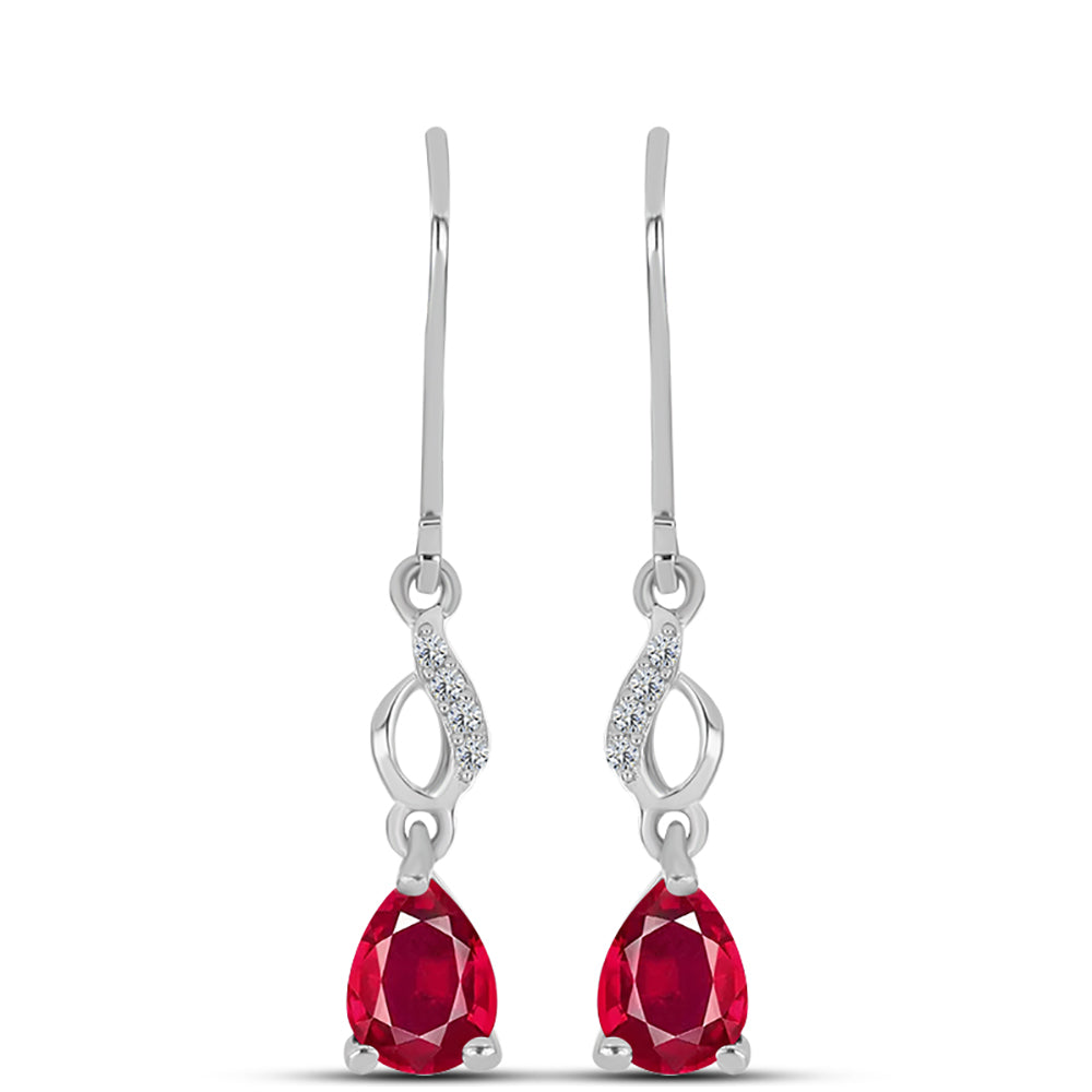 Pendientes de Plata con Rubí de Madagascar y Topacio Blanco