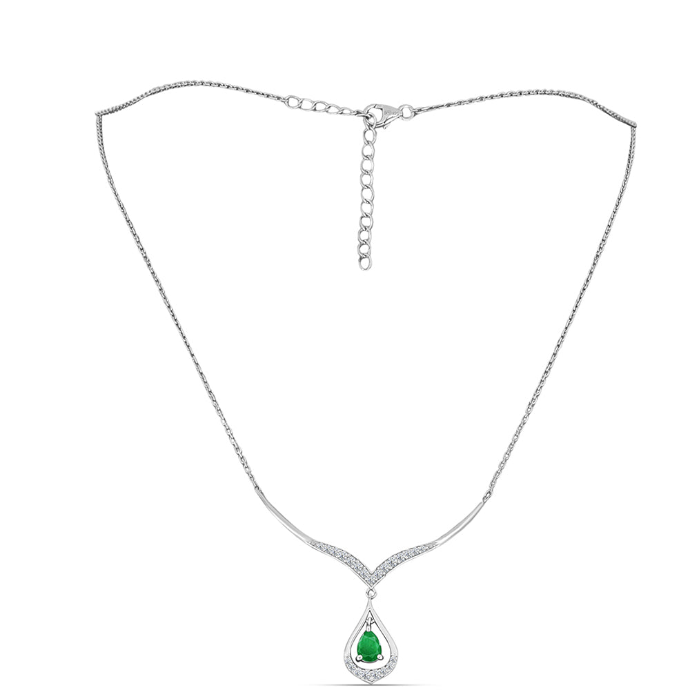 Collar de Plata con Esmeralda de Zambia y Topacio Blanco 1 