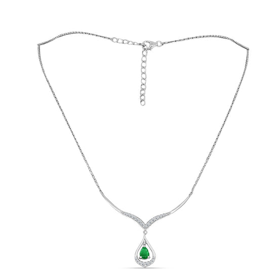 Collar de Plata con Esmeralda de Zambia y Topacio Blanco