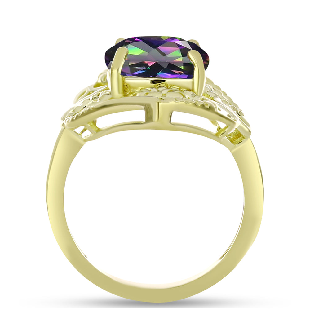 Anillo de Plata Bañada en Oro con Cuarzo Hematita verde místico 2 