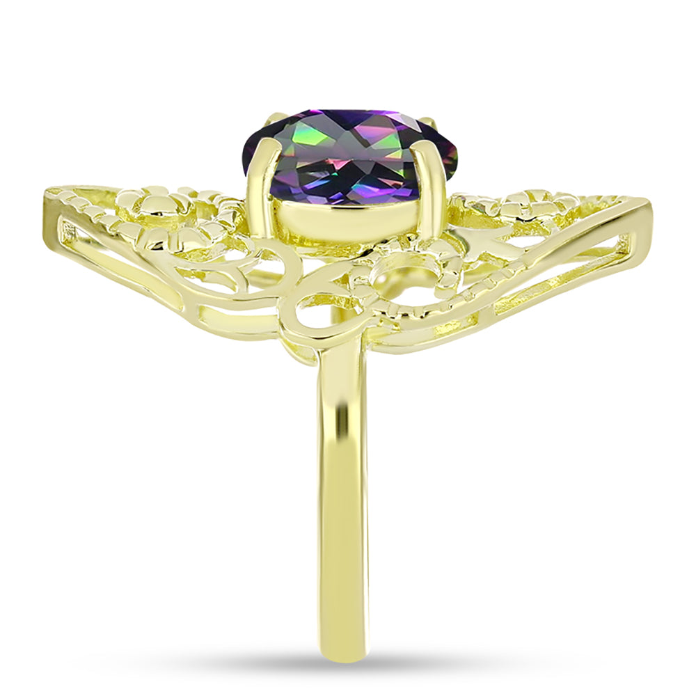Anillo de Plata Bañada en Oro con Cuarzo Hematita verde místico 4 
