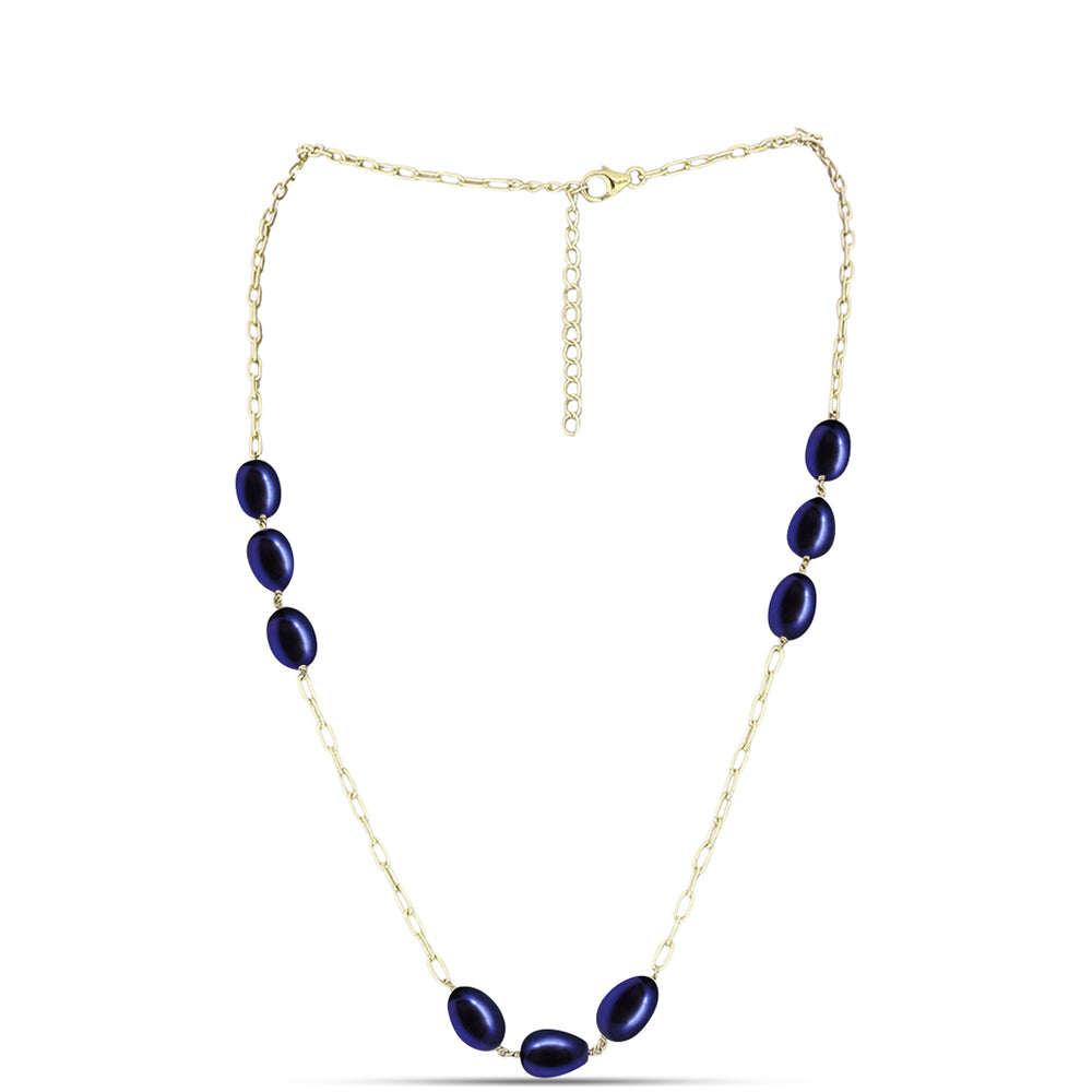 Collar de Plata Bañada en Oro con Perla Negra de Agua dulce 1 