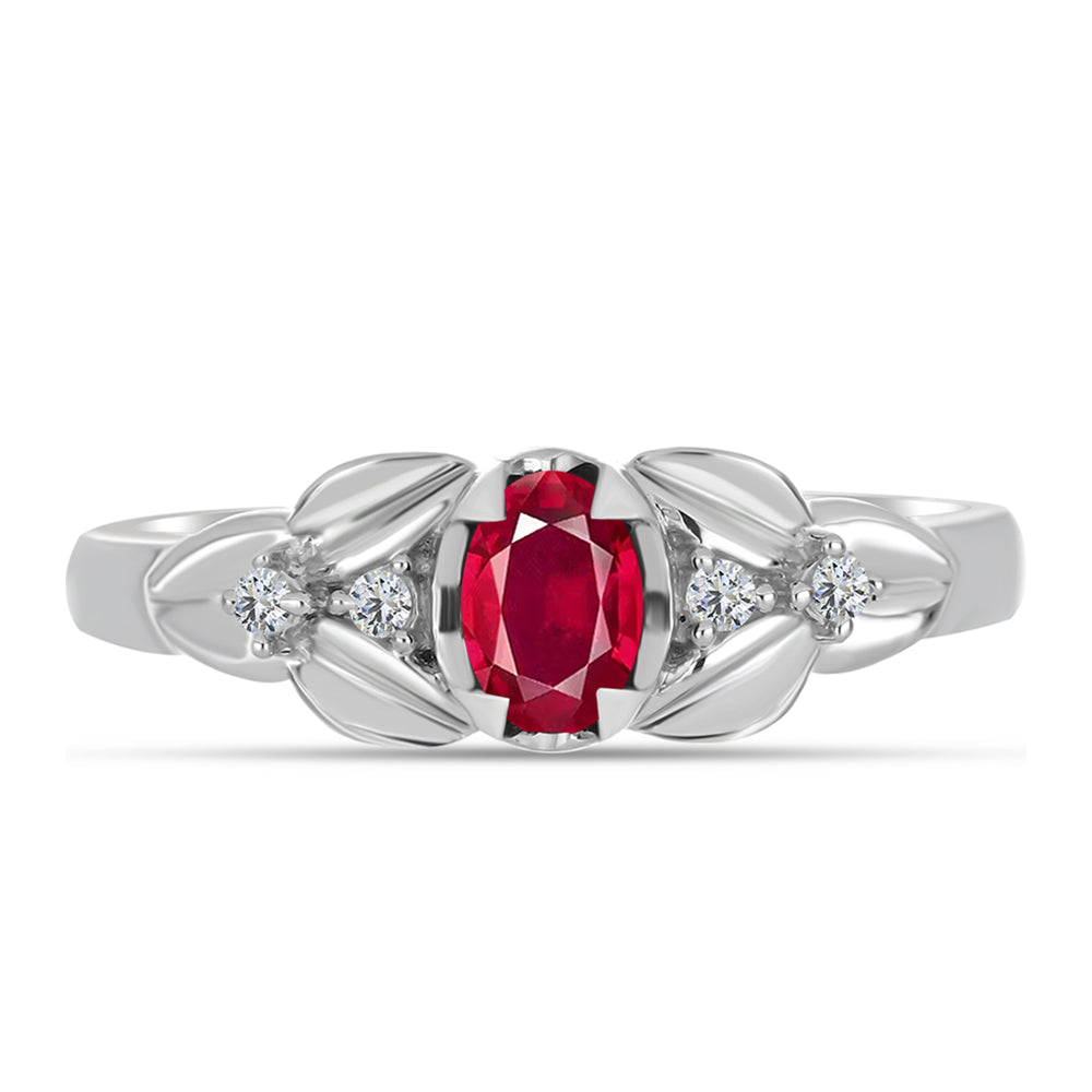 Anillo de Plata con Rubí de Madagascar y Topacio Blanco 1 