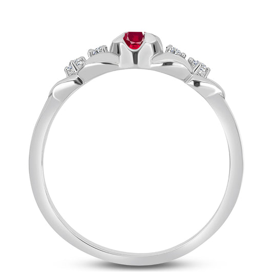 Anillo de Plata con Rubí de Madagascar y Topacio Blanco