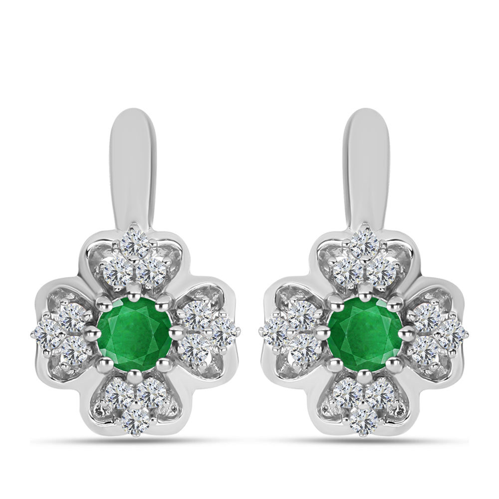 Pendientes de Plata con Esmeralda de Zambia y Topacio Blanco