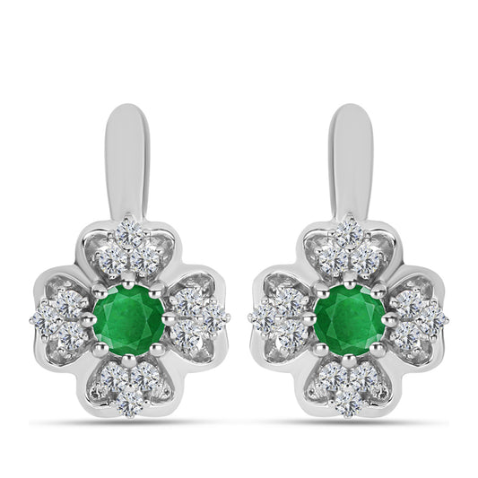 Pendientes de Plata con Esmeralda de Zambia y Topacio Blanco