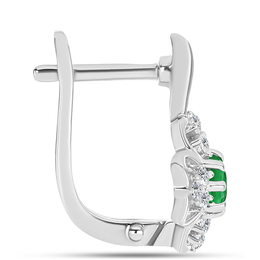 Pendientes de Plata con Esmeralda de Zambia y Topacio Blanco