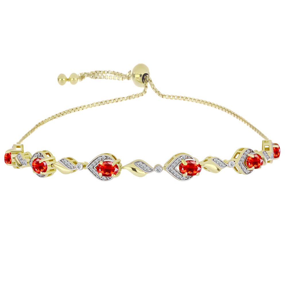 Pulsera de Plata Bañada en Oro con Ópalo de Fuego de Lega Dembi y Topacio Blanco