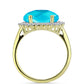 Anillo de Plata Bañada en Oro con Jade Azul y Topacio Blanco
