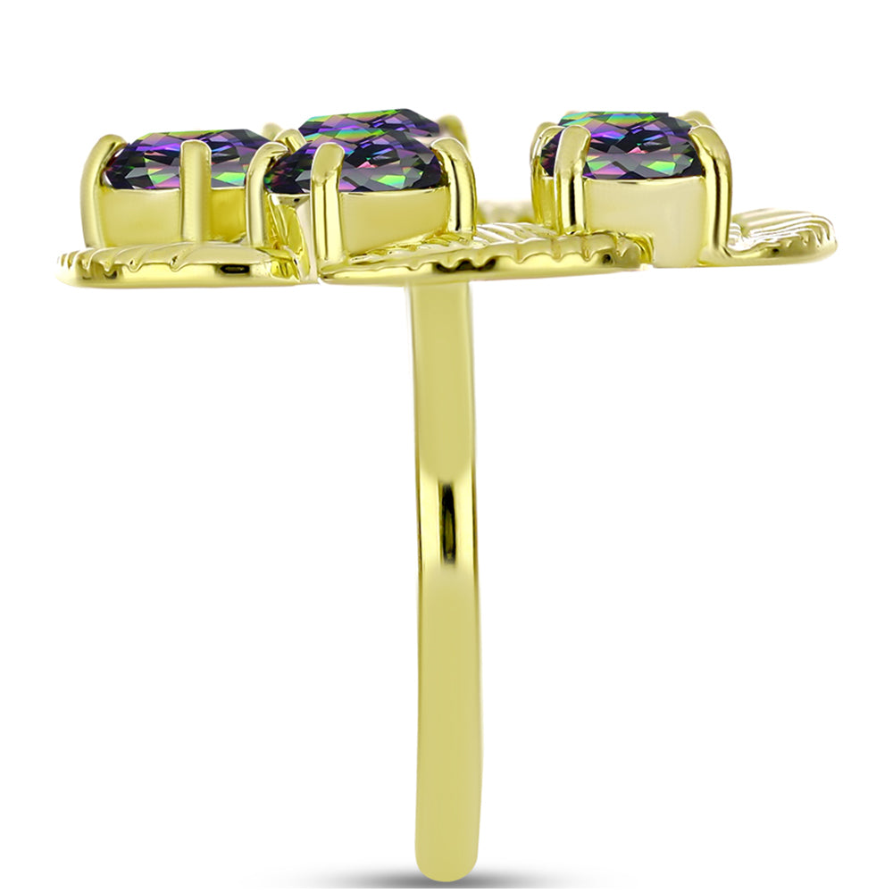 Anillo de Plata Bañada en Oro con Cuarzo Hematita verde místico 4 