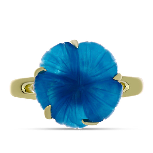 Anillo de Plata Bañada en Oro con Jade Azul
