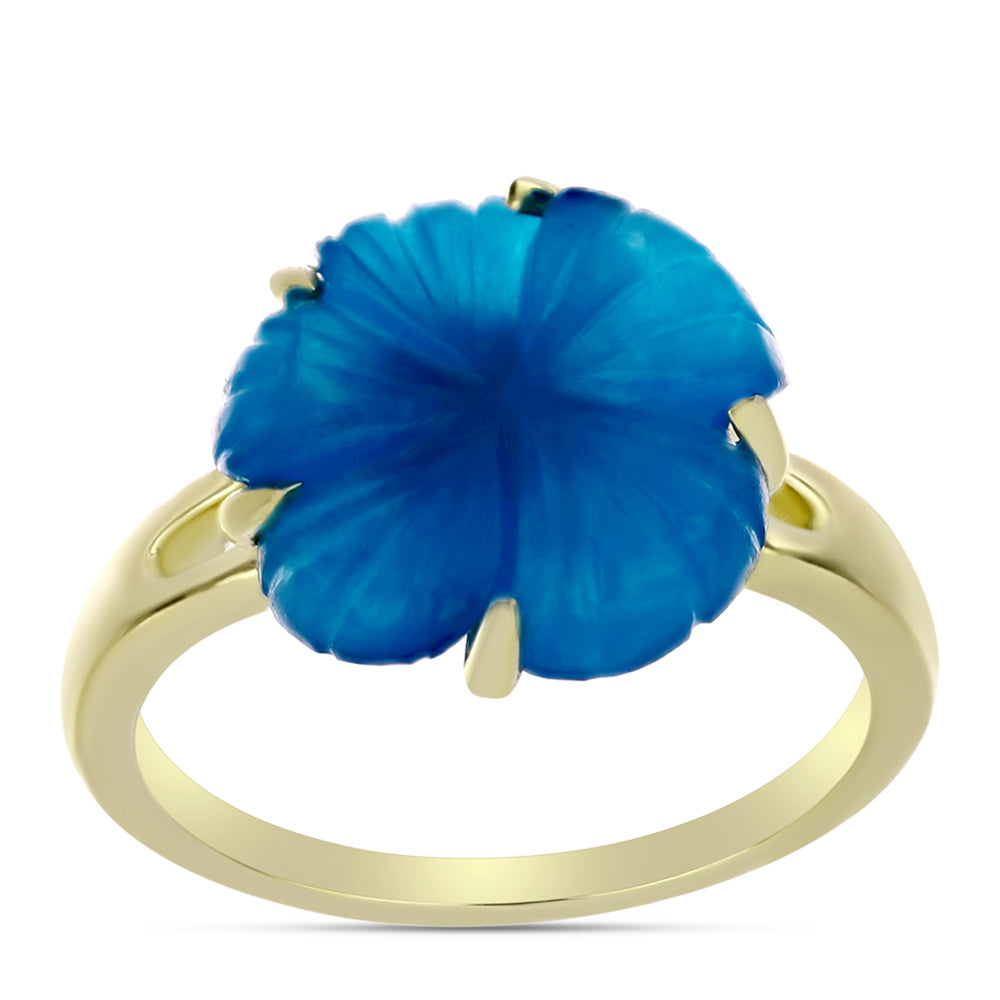 Anillo de Plata Bañada en Oro con Jade Azul