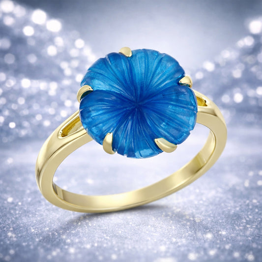 Anillo de Plata Bañada en Oro con Jade Azul