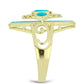 Anillo de Plata Bañada en Oro con Jade Azul