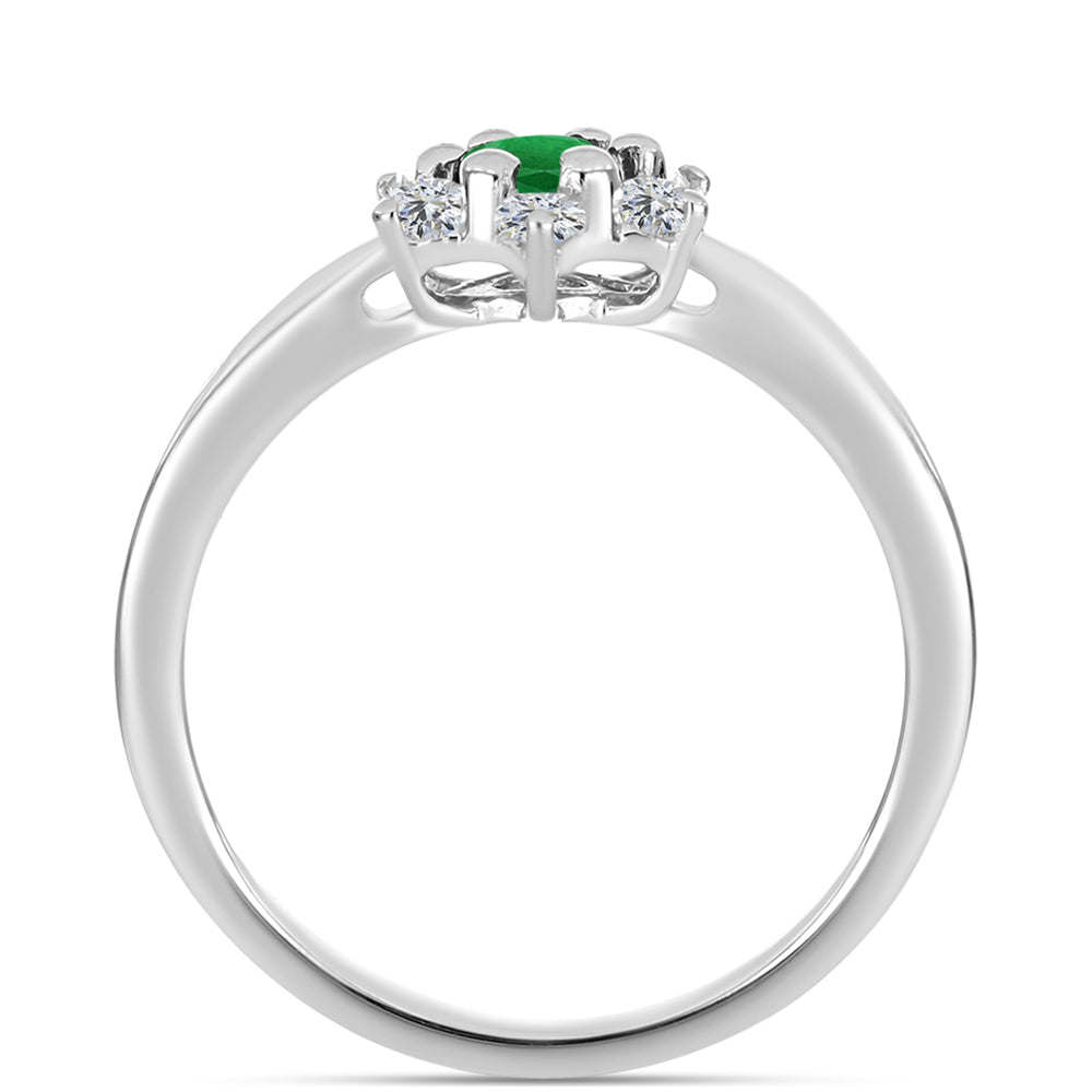 Anillo de Plata con Esmeralda de Zambia y Topacio Blanco