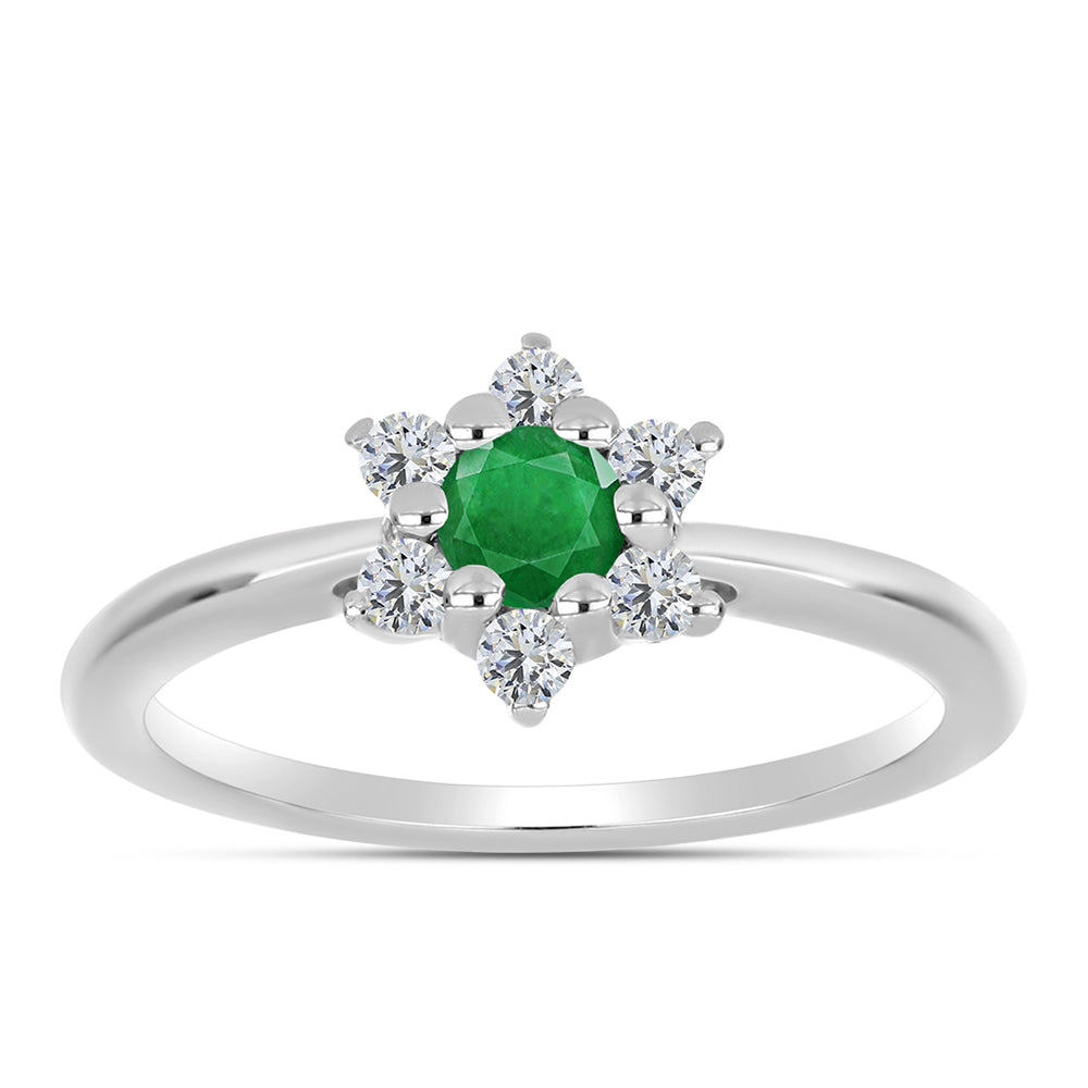 Anillo de Plata con Esmeralda de Zambia y Topacio Blanco 3 