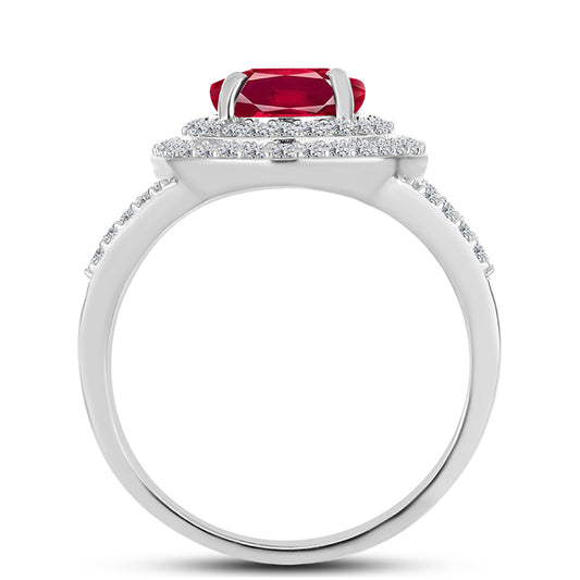 Anillo de Plata con Rubí de Madagascar y Topacio Blanco