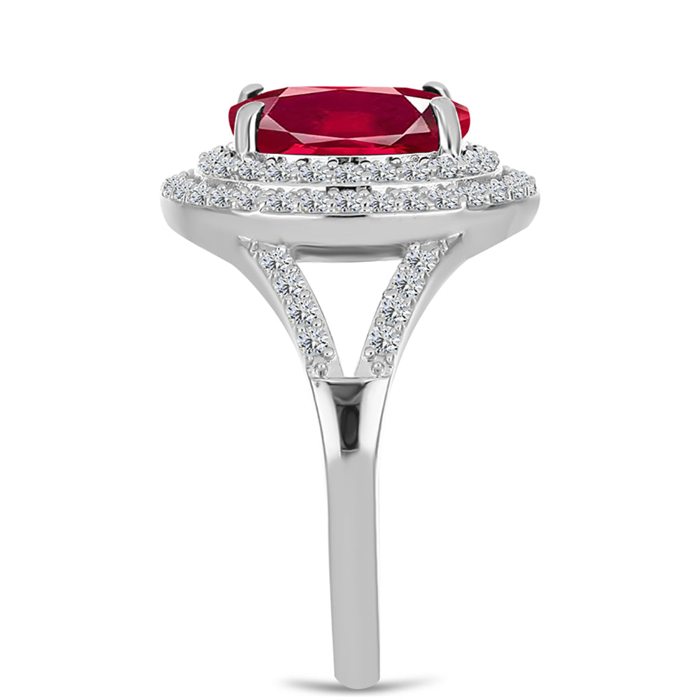 Anillo de Plata con Rubí de Madagascar y Topacio Blanco