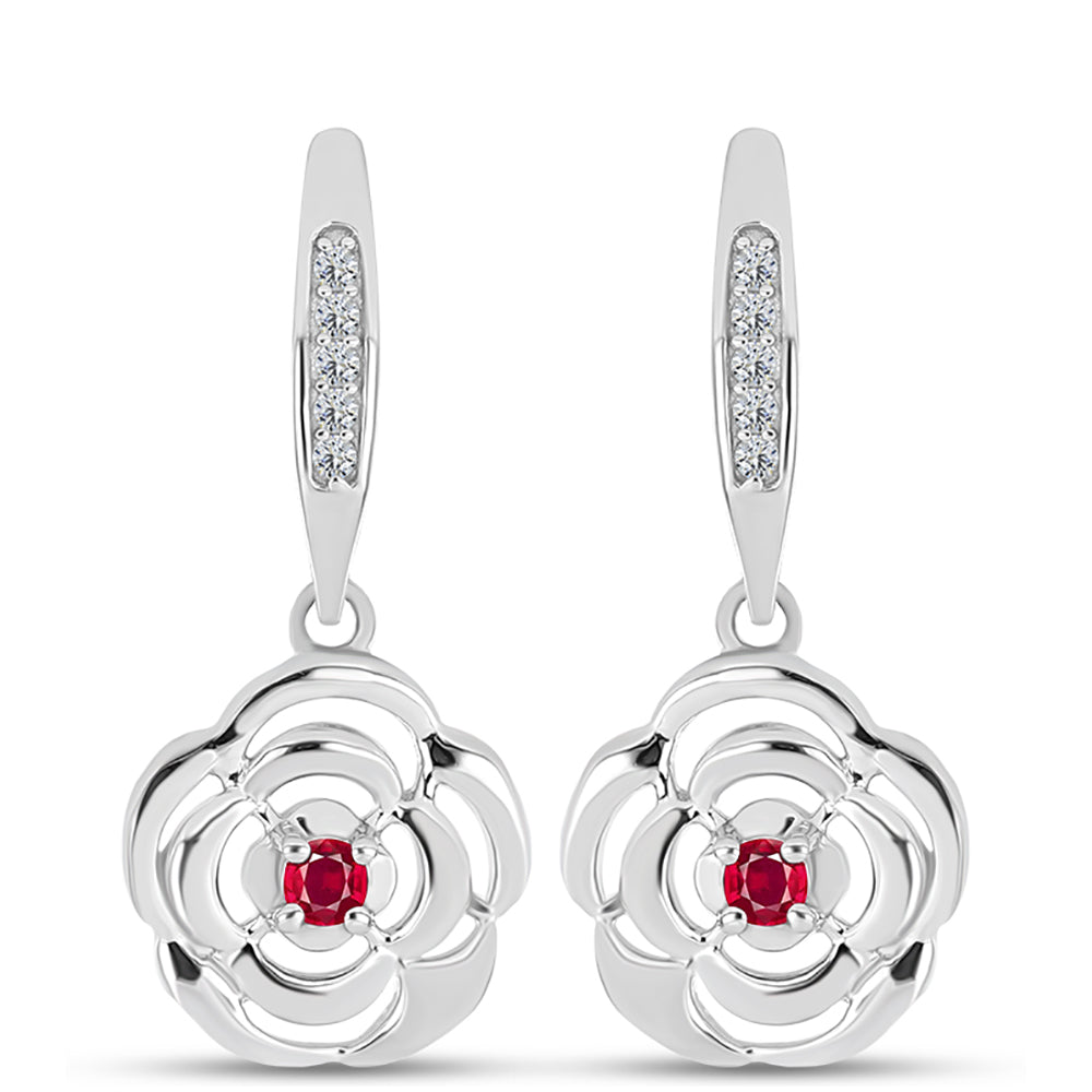 Pendientes de Plata con Rubí de Madagascar y Topacio Blanco 1 