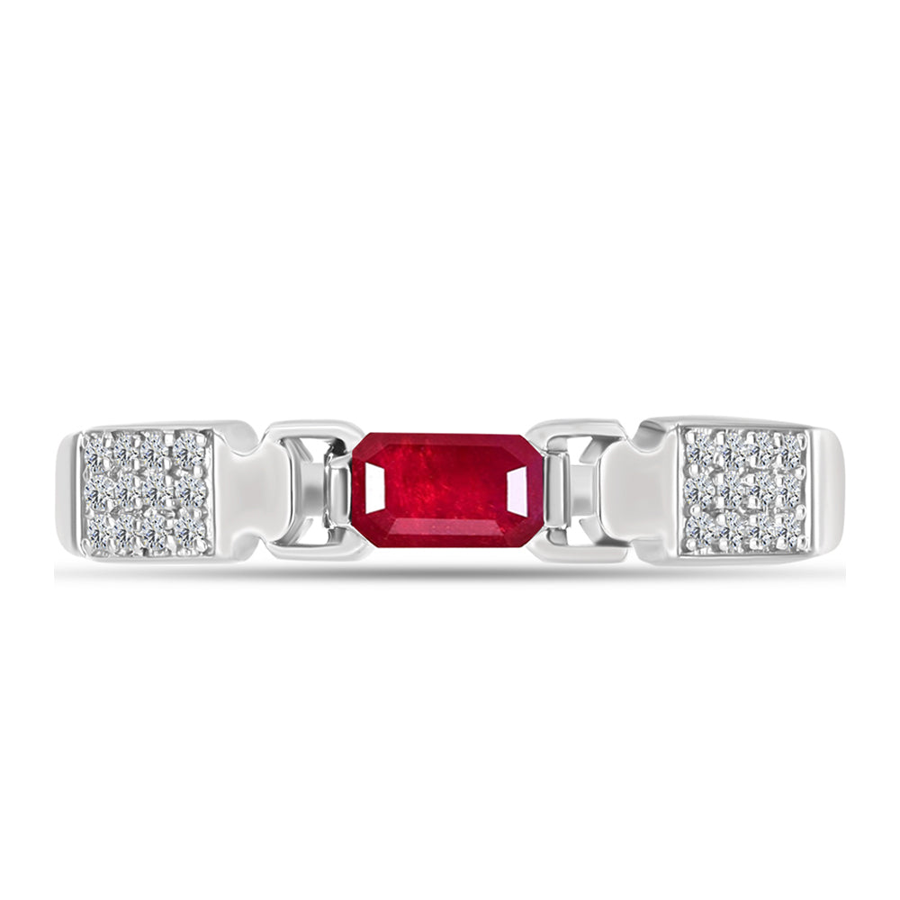 Anillo de Plata con Rubí de Madagascar y Topacio Blanco 1 