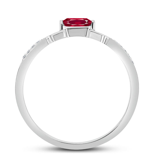 Anillo de Plata con Rubí de Madagascar y Topacio Blanco