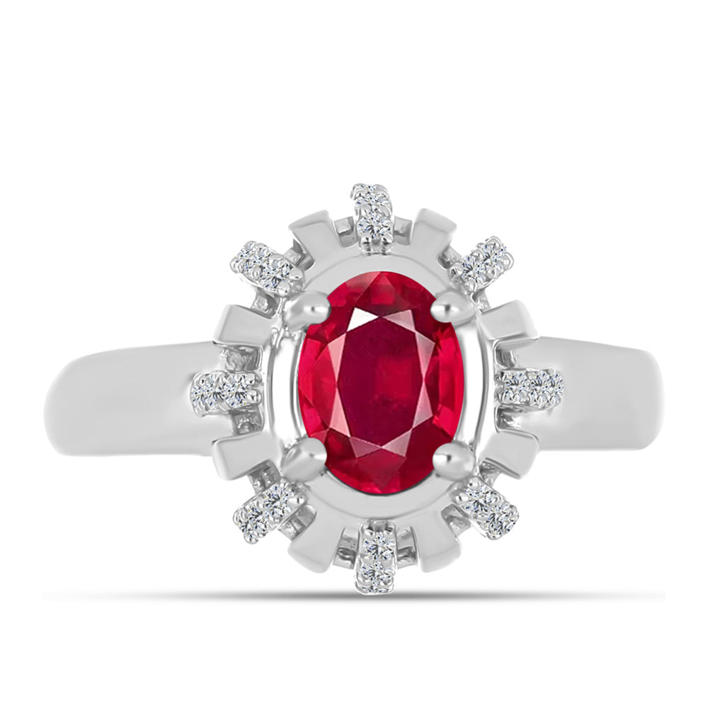 Anillo de Plata con Rubí de Madagascar y Topacio Blanco 1 