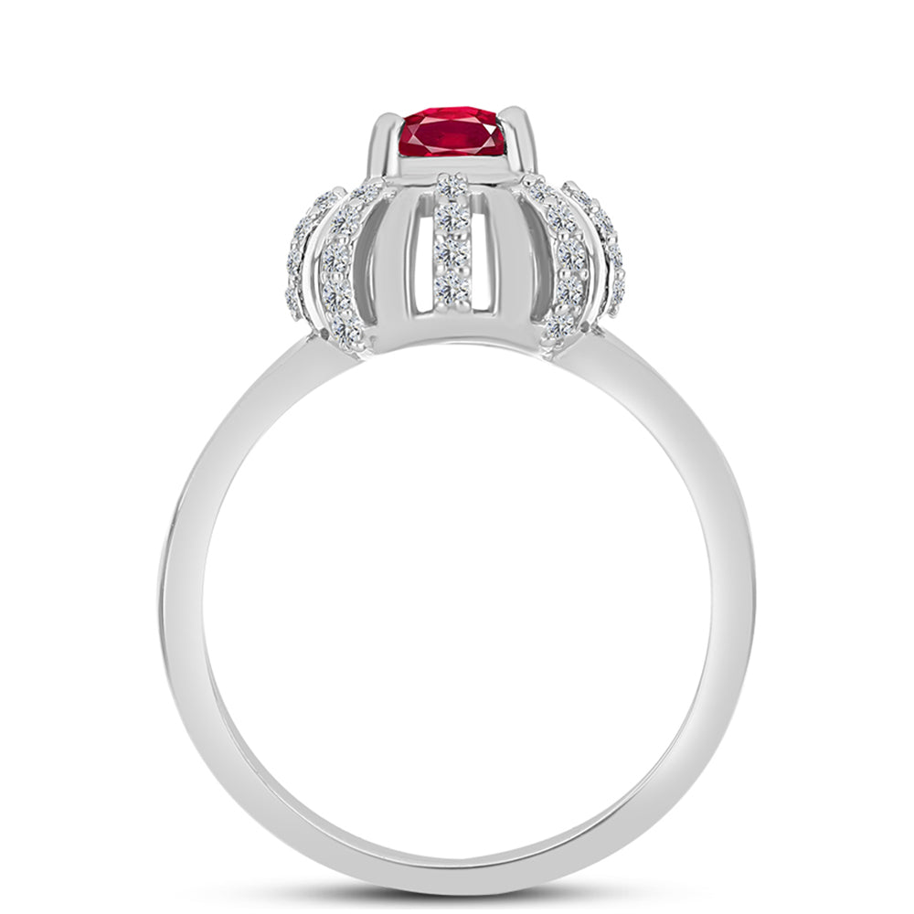 Anillo de Plata con Rubí de Madagascar y Topacio Blanco 2 