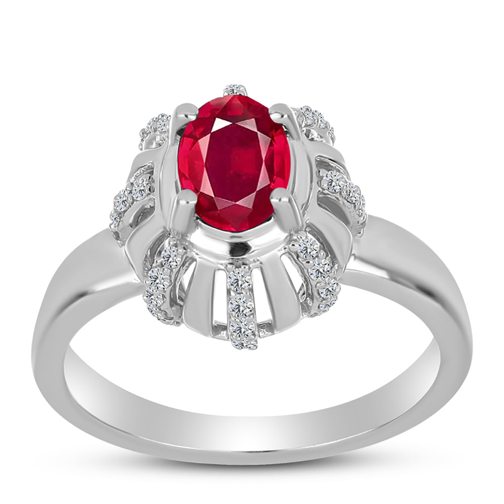 Anillo de Plata con Rubí de Madagascar y Topacio Blanco
