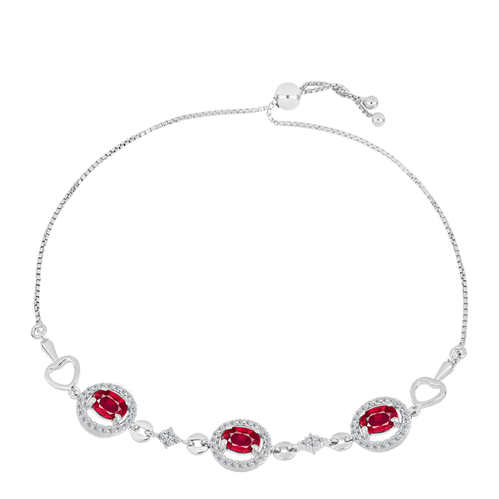 Pulsera de Plata con Rubí de Madagascar y Topacio Blanco 1 