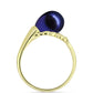 Anillo de Plata Bañada en Oro con Perla Negra de Agua dulce