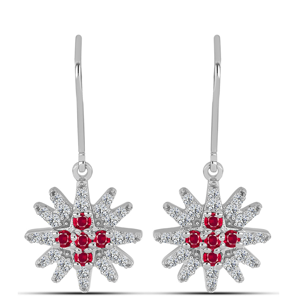 Pendientes de Plata con Rubí de Madagascar y Topacio Blanco 1 