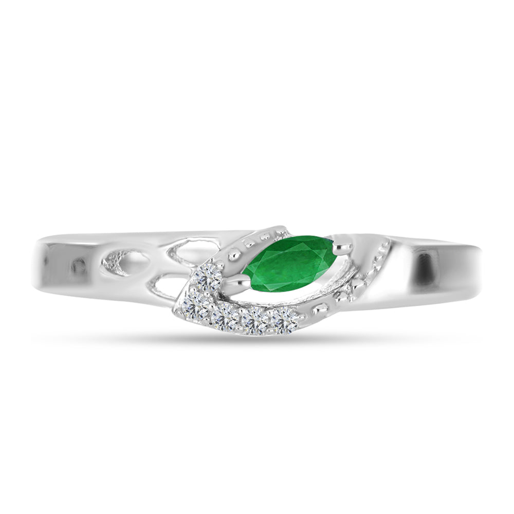 Anillo de Plata con Esmeralda de Zambia y Topacio Blanco