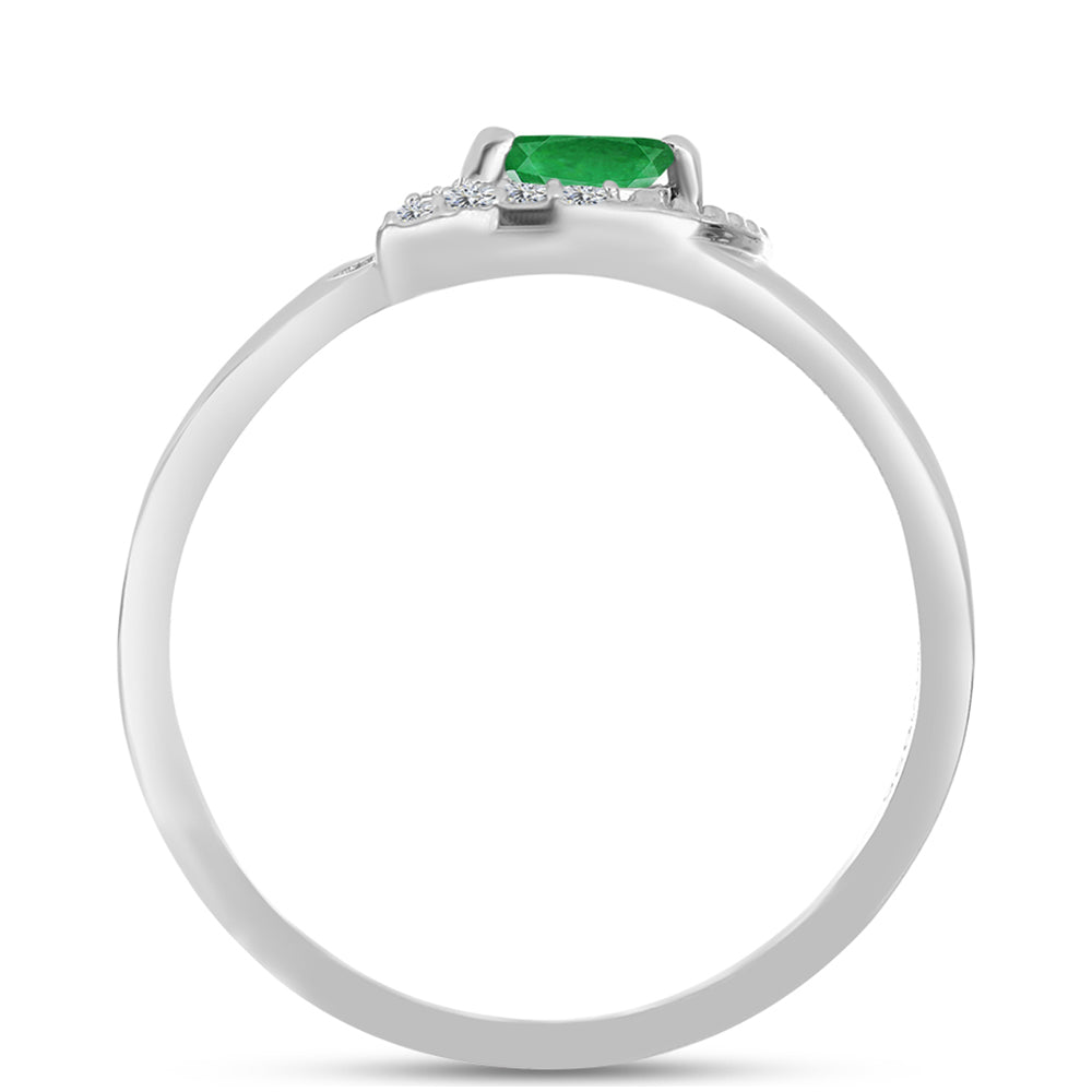 Anillo de Plata con Esmeralda de Zambia y Topacio Blanco 2 