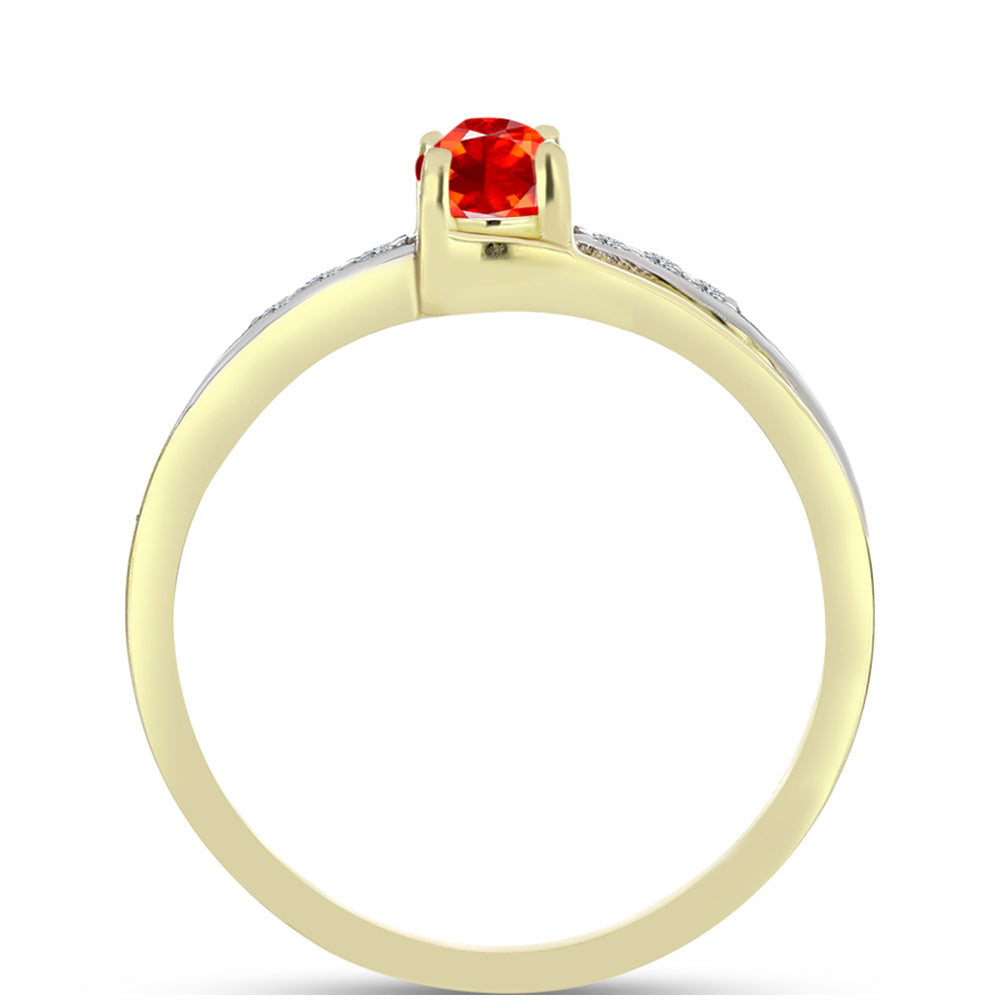 Anillo de Plata Bañada en Oro con Ópalo de Fuego de Lega Dembi y Topacio Blanco 2 