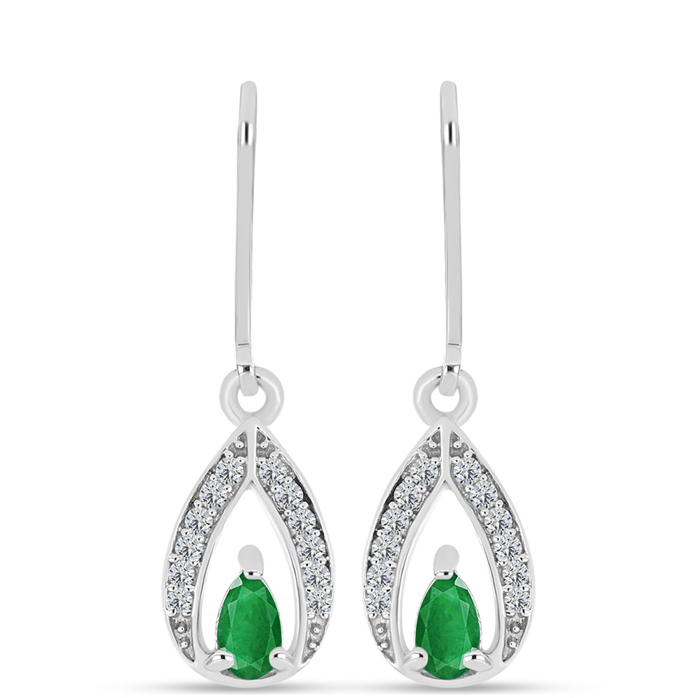 Pendientes de Plata con Esmeralda de Zambia y Topacio Blanco