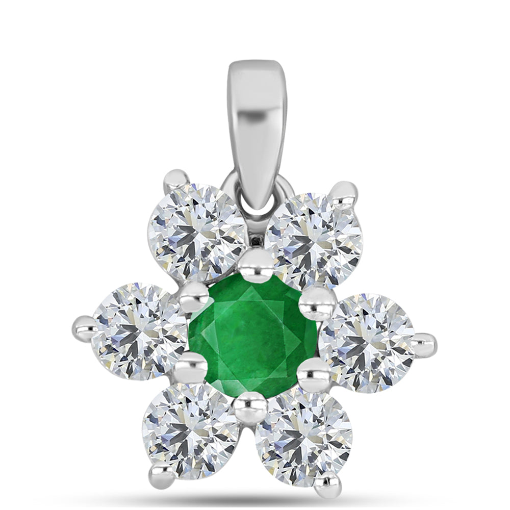 Colgante de Plata con Esmeralda de Zambia y Topacio Blanco 1 