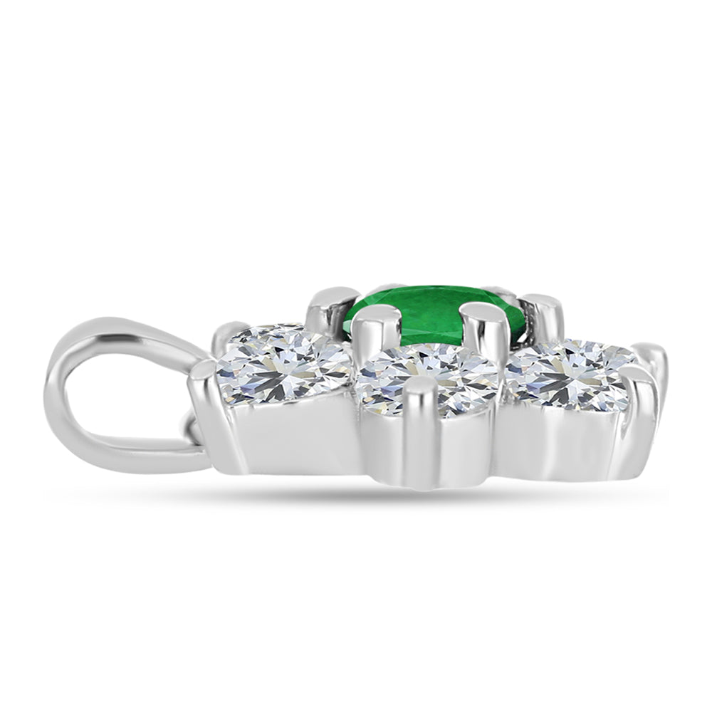 Colgante de Plata con Esmeralda de Zambia y Topacio Blanco 2 