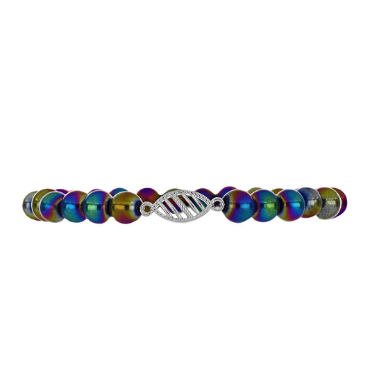 Pulsera de Plata con Cuarzo Hematita verde místico