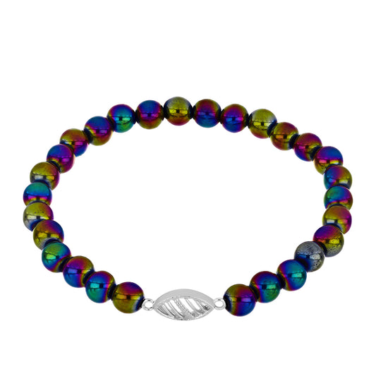 Pulsera de Plata con Cuarzo Hematita verde místico