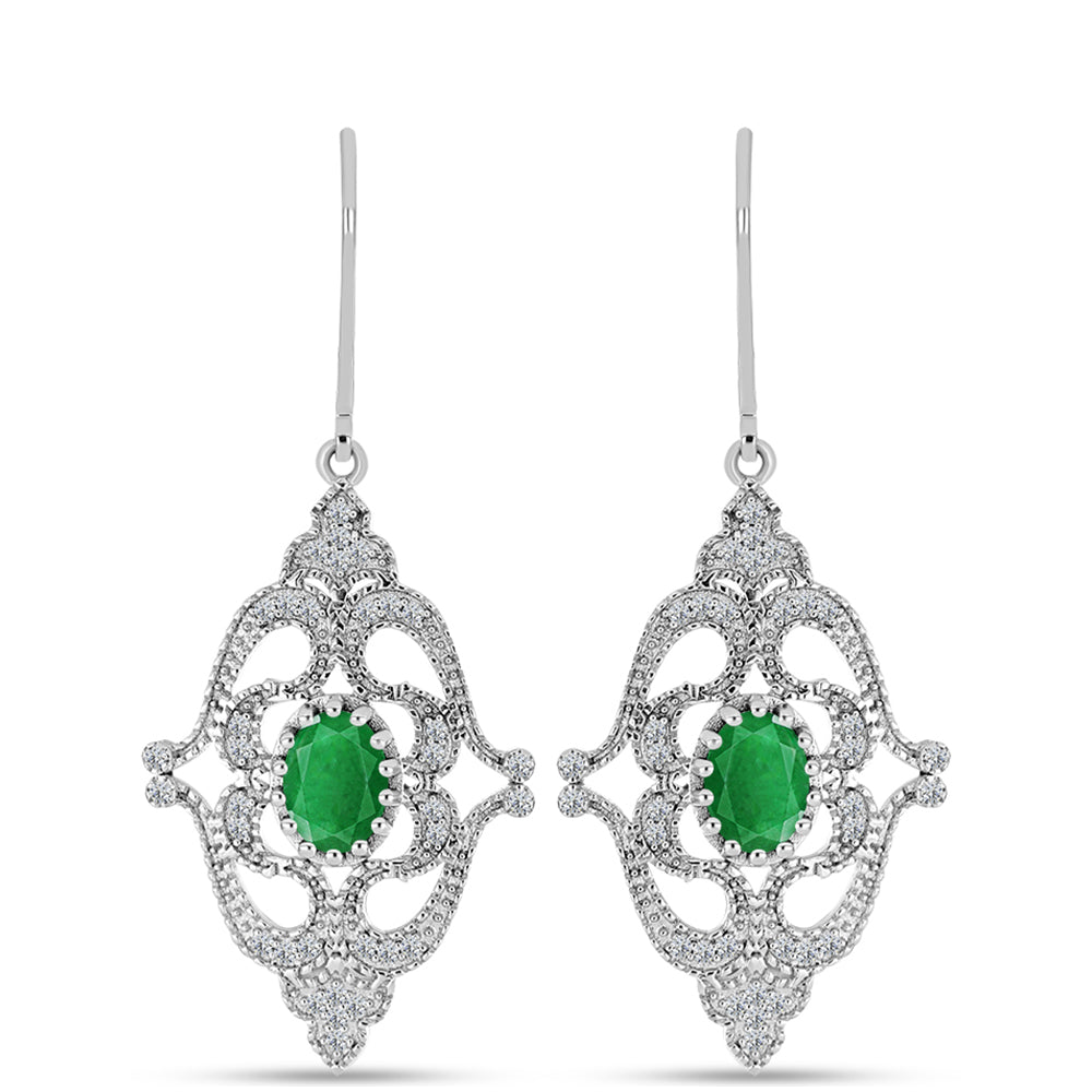 Pendientes de Plata con Esmeralda de Zambia y Topacio Blanco 1 