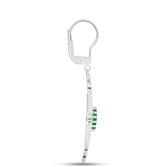 Pendientes de Plata con Esmeralda de Zambia y Topacio Blanco