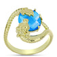 Anillo de Plata Bañada en Oro con Jade Azul