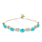 Pulsera de Plata Bañada en Oro con Jade Azul y Topacio Blanco