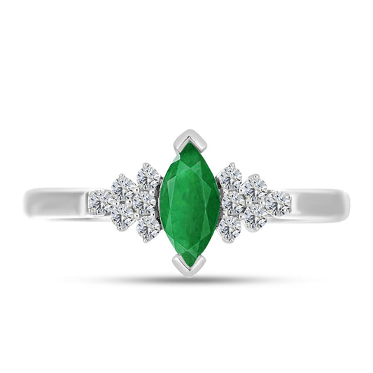 Anillo de Plata con Esmeralda de Zambia y Topacio Blanco