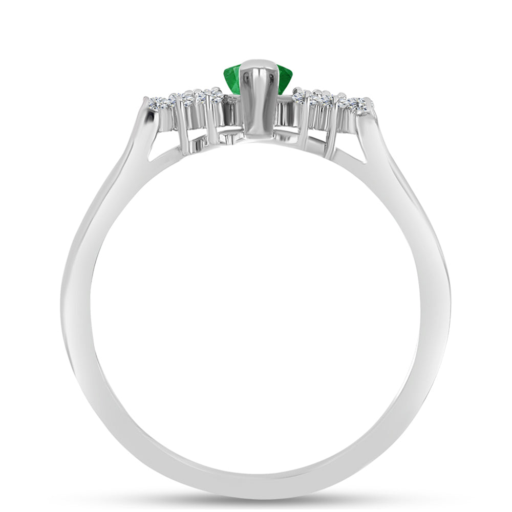 Anillo de Plata con Esmeralda de Zambia y Topacio Blanco