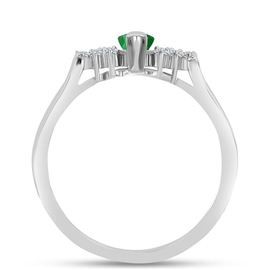 Anillo de Plata con Esmeralda de Zambia y Topacio Blanco