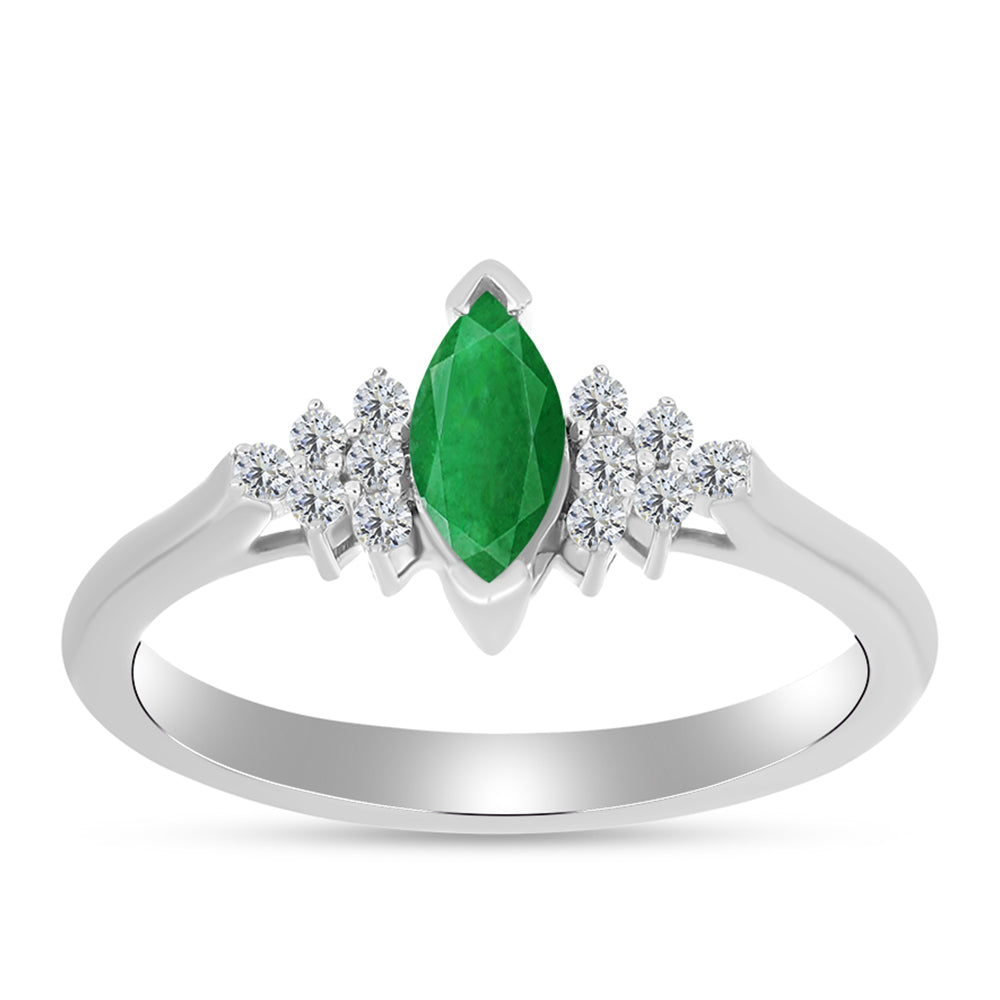 Anillo de Plata con Esmeralda de Zambia y Topacio Blanco