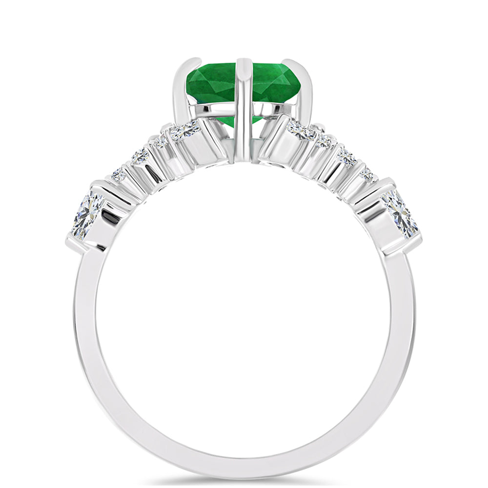 Anillo de Plata con Esmeralda de Zambia y Topacio Blanco 2 