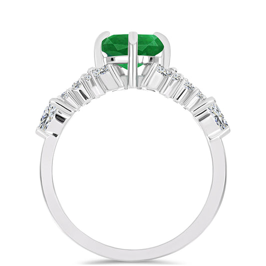 Anillo de Plata con Esmeralda de Zambia y Topacio Blanco